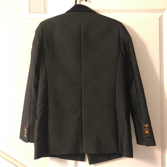 Premium Velvet-Trimmed Double-Breasted Blazer | Amber Buckle, Elegant Sheen - Picture 10 of 12